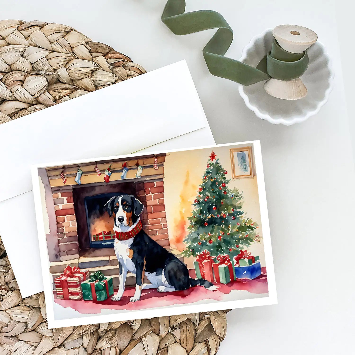 Appenzeller Sennenhund Cozy Christmas Greeting Cards Pack of 8